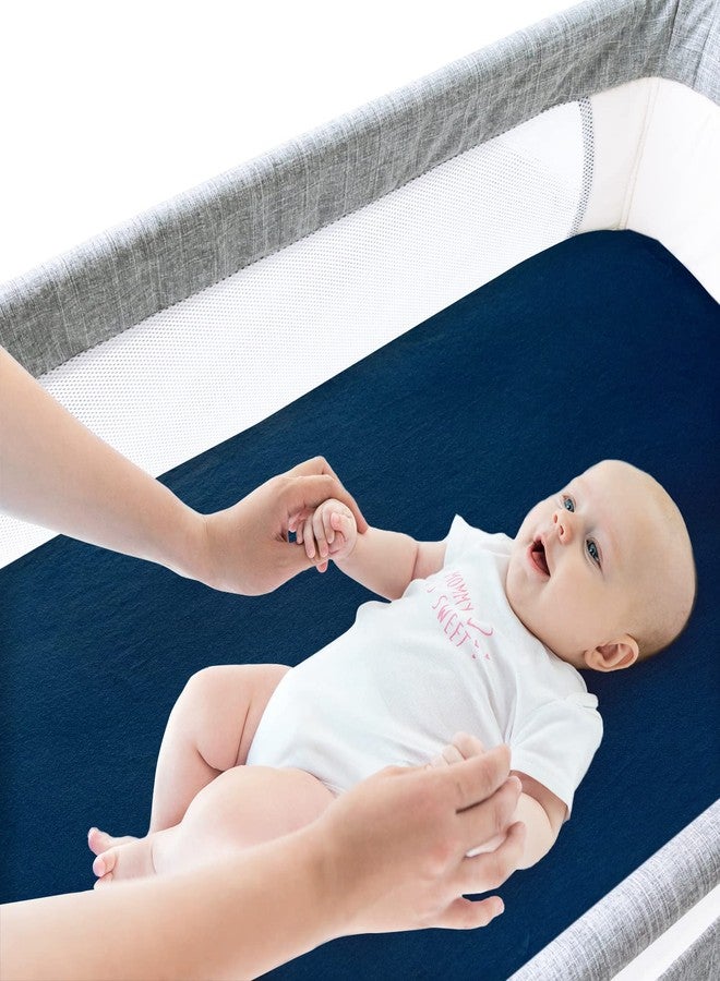 Biloban Bassinet Sheets Fit for AirClub, AMKE 3 in 1 Bassinet, Newton, Larex and Bellababy Bassinet Bedside Sleeper, 100% Cotton, 2 Pack, Ultra Soft Bassinet Sheet, Gray and Navy Blue - Image 5