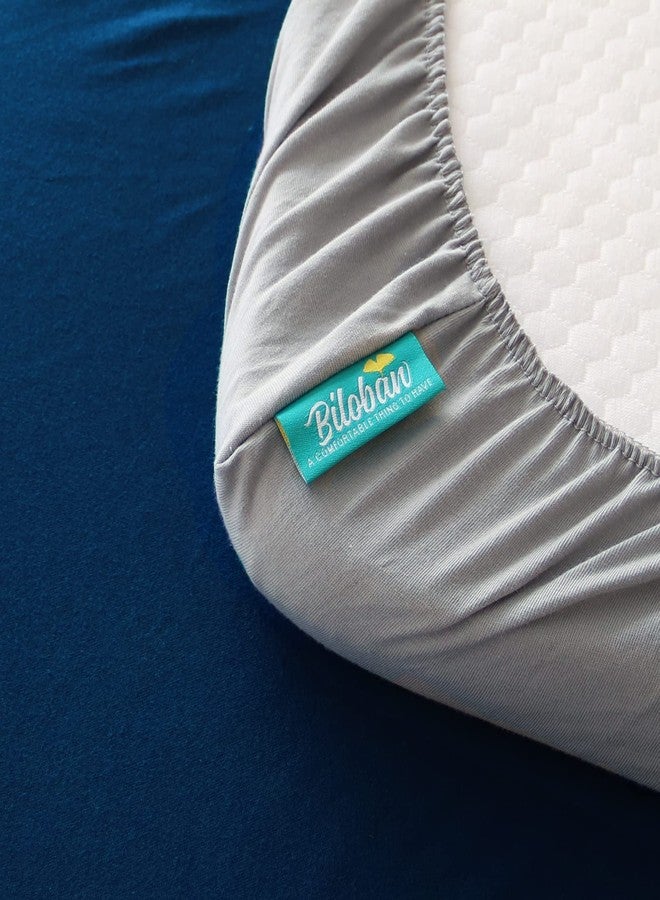 Biloban Bassinet Sheets Fit for AirClub, AMKE 3 in 1 Bassinet, Newton, Larex and Bellababy Bassinet Bedside Sleeper, 100% Cotton, 2 Pack, Ultra Soft Bassinet Sheet, Gray and Navy Blue - Image 2