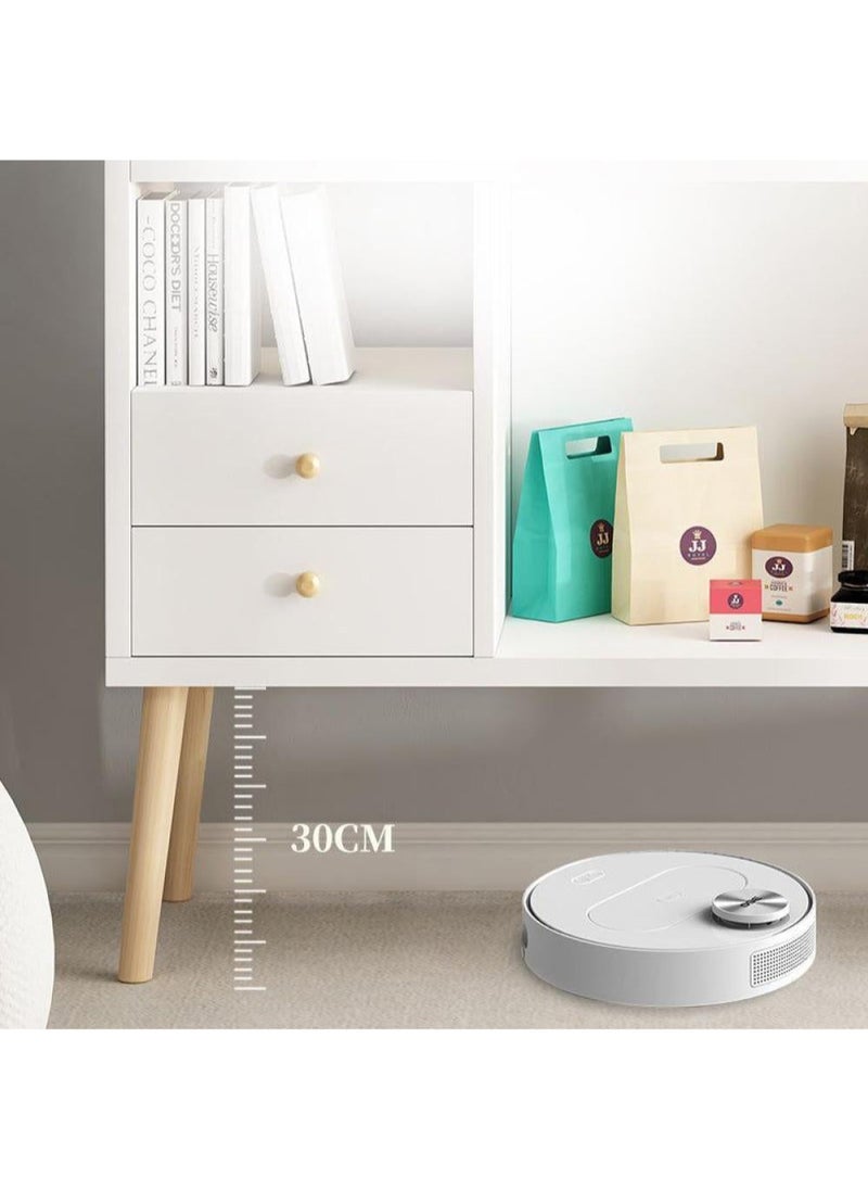 AGD Living Room Coffee Corner Table with Storage, Entryway Sideboard and Buffet Modern Design, Large Top with 2 Drawers, Wooden Center Table for Home, 100 x 35 x 80cm, White  - Image 4