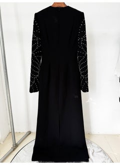 Madam Uniq Chic Beaded Long Sleeve Split Cuff Maxi Dress - Perfect for Parties  - Image 4