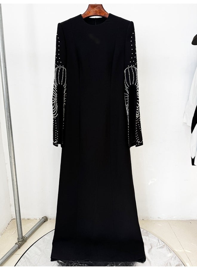 Madam Uniq Chic Beaded Long Sleeve Split Cuff Maxi Dress - Perfect for Parties  - Image 3