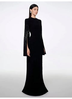 Madam Uniq Chic Beaded Long Sleeve Split Cuff Maxi Dress - Perfect for Parties  - Image 2