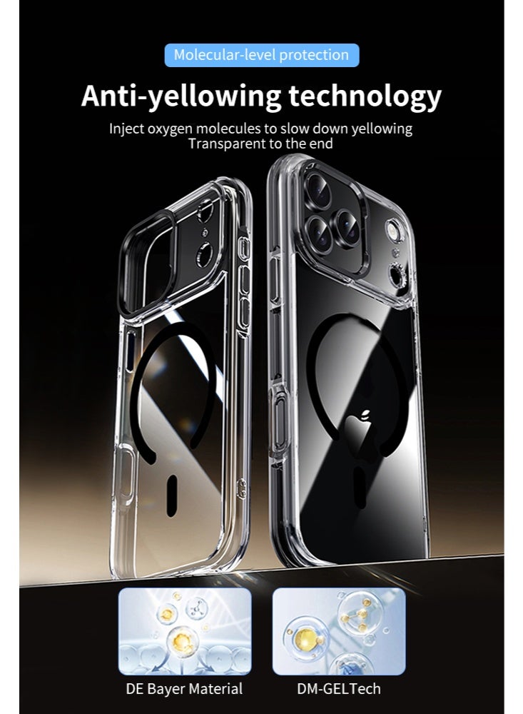 Magnetic Compatible with iPhone 17 Pro Max Case , Upgraded Compatible with Magsafe Non-Yellowing Protective Shockproof Bumper Phone Cover - Black - Image 2