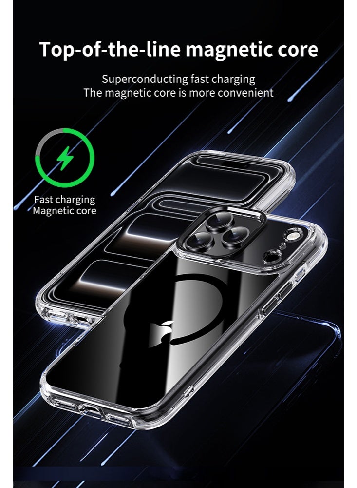 Magnetic Compatible with iPhone 17 Pro Max Case , Upgraded Compatible with Magsafe Non-Yellowing Protective Shockproof Bumper Phone Cover - Black - Image 4