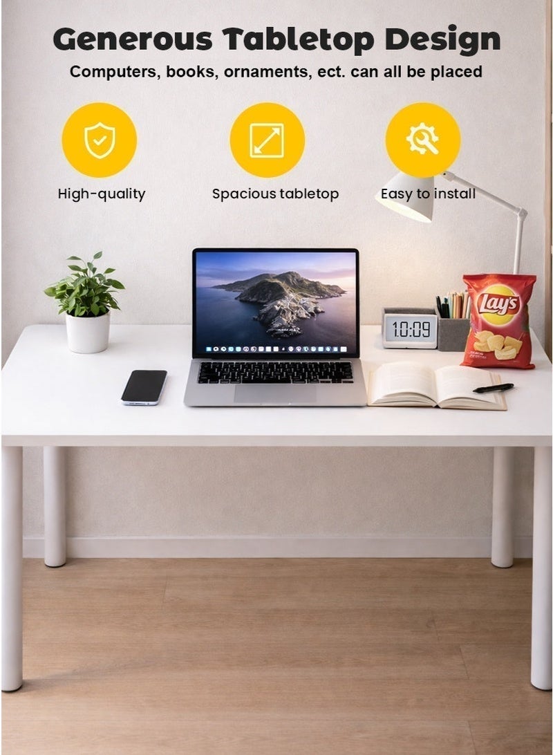تابيت 120x58x75cm مكتب كبير متعدد الوظائف لغرفة المعيشة، غرفة النوم، الدراسة - مكتب مستطيل أبيض لتناول الطعام والمكياج والعمل، طاولة طعام الموضة البسيطة ومكتب الكمبيوتر - Image 4