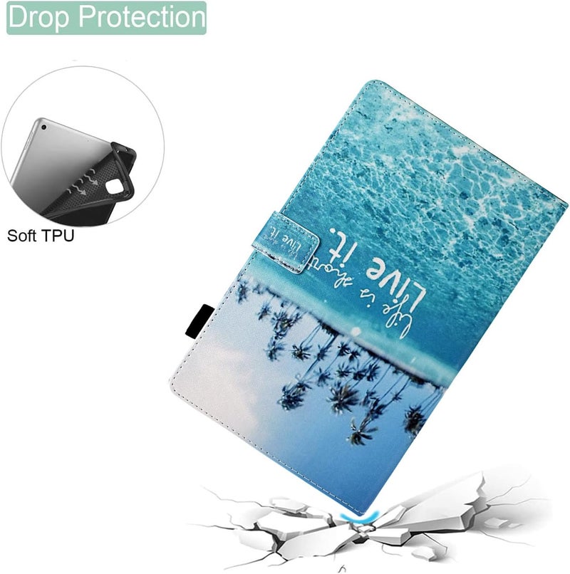 حالة لجهاز Kindle Fire Max 11 (الجيل الثالث عشر، إصدار 2023)، مصنوعة من جلد PU، قابلة للطي وتحتوي على دعامة، مزودة بوظيفة تنشيط/إيقاف التطبيق تلقائيًا، بتصميم يحتوي على رسوم لشاطئ البحر. - Image 3