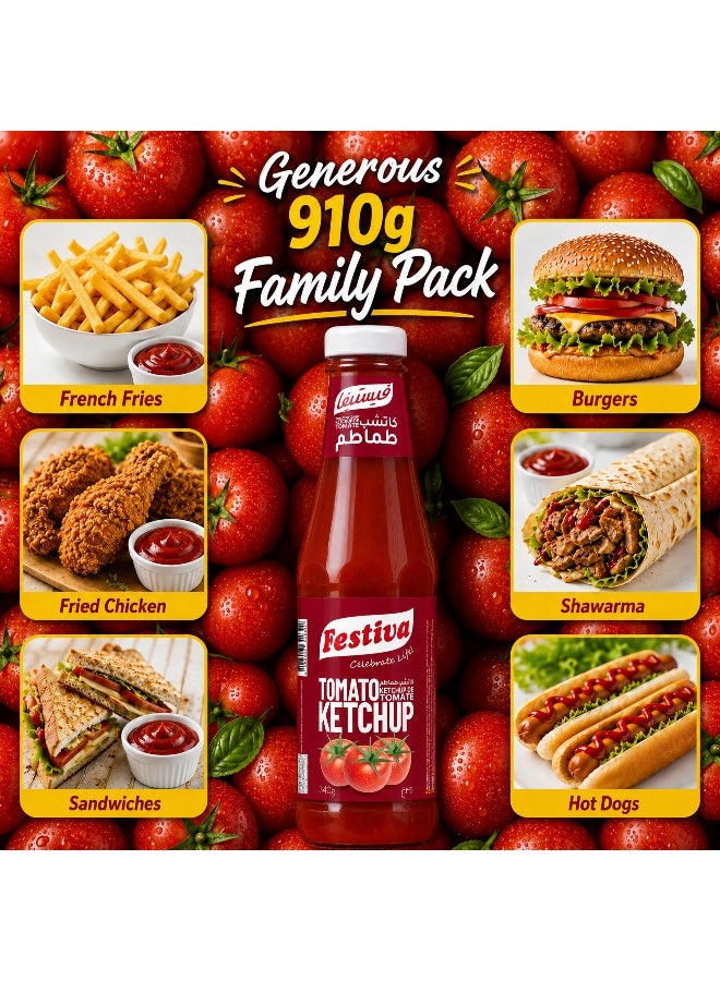 Festiva Premium Tomato Ketchup 340g Glass Bottle - Rich Tomato Sauce for Burgers, Sandwiches, Fries and Snacks - Cooking and Dipping Sauce - Image 3