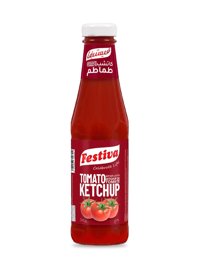 Festiva Premium Tomato Ketchup 340g Glass Bottle - Rich Tomato Sauce for Burgers, Sandwiches, Fries and Snacks - Cooking and Dipping Sauce - Image 1