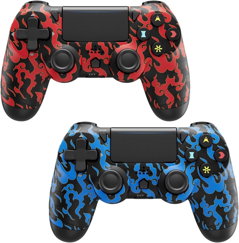 ISHAKO Controller for PS4, Wireless Controller for PlayStation 4/Slim/Pro, 800mAh Battery with Double Vibration, 6-axis Motion Sensor, Speaker, 3.5mm Audio Jack, TouchPad - Red&Blue - Image 1