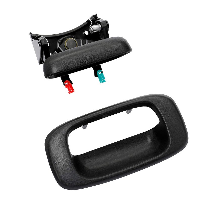 Gledewen Tailgate Handle Latch and Bezel Trim with Rod Clips | for 1999-2007 Chevy Silverado GMC Sierra 1500 2500 3500 | Replaces# 15997911, 15228539, 15228541, 15228540 - Image 1