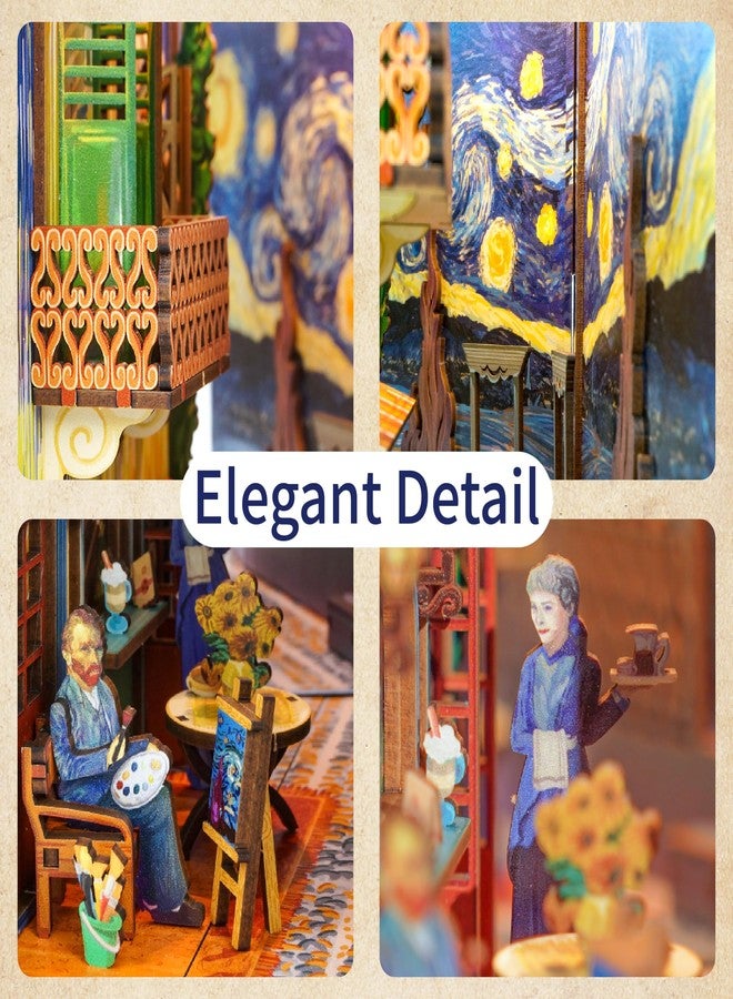 Tonecheer DIY Book Nook Kit, 3D Wooden Puzzle Model Kit for Adults, Miniature House Kit with Light, Booknook Kit, Craft Set, Personalised Gifts for Women and Men (Vincent's World) - Image 2