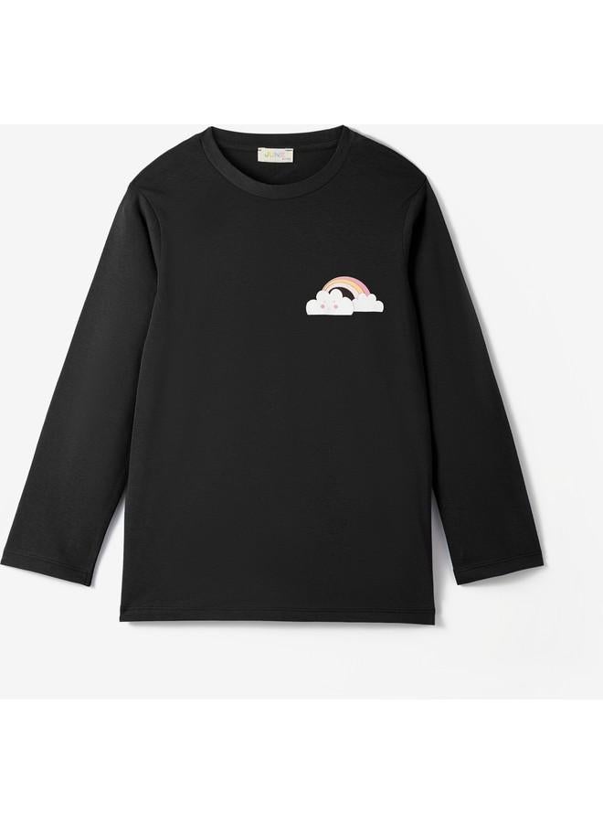 June Girl Long Sleeve 2-Pack Printed Tshirt Dark Pink - Black - Image 3