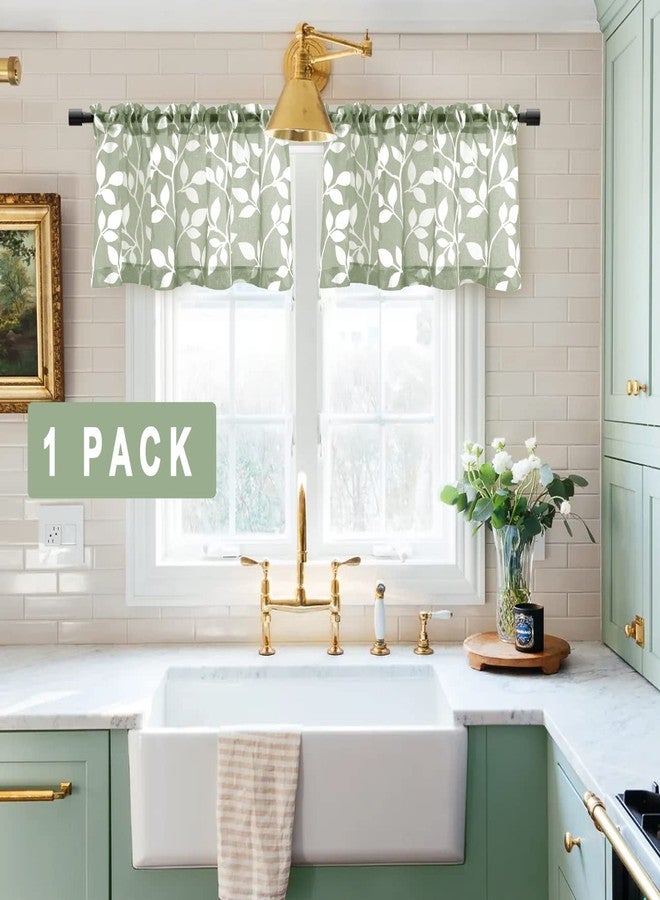 XTMYI Valances for Windows,Sheer Kitchen Window Valance Curtains,Boho Valance for Bedroom/Bathroom/Living Room,18 Inch Length,Valence Only,Sage Green - Image 4