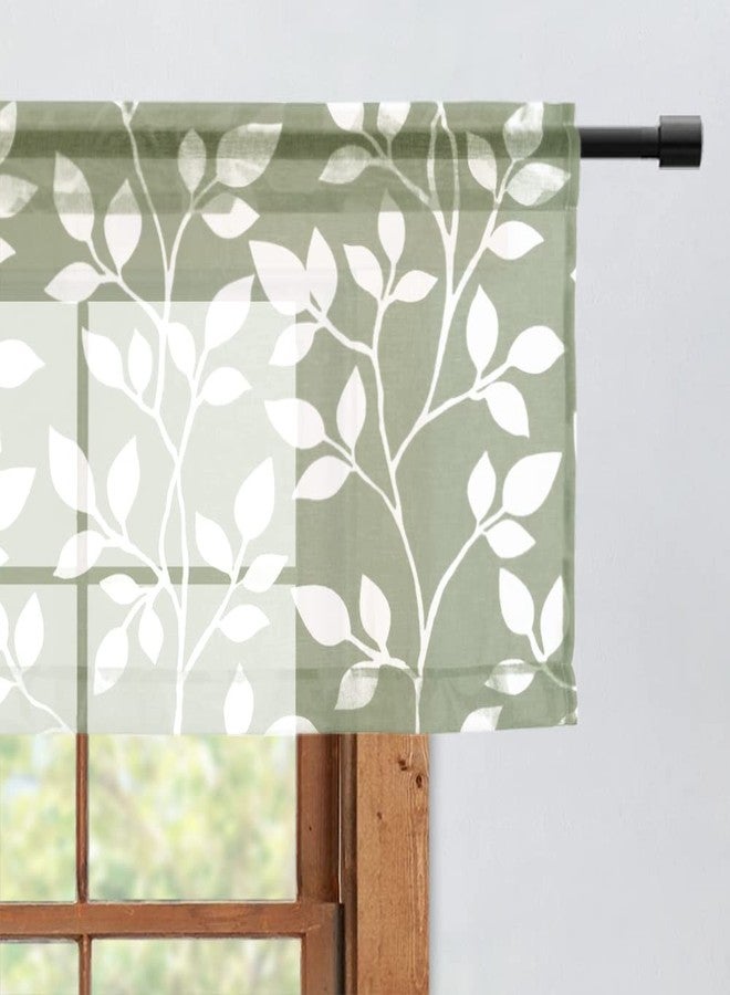 XTMYI Valances for Windows,Sheer Kitchen Window Valance Curtains,Boho Valance for Bedroom/Bathroom/Living Room,18 Inch Length,Valence Only,Sage Green - Image 1