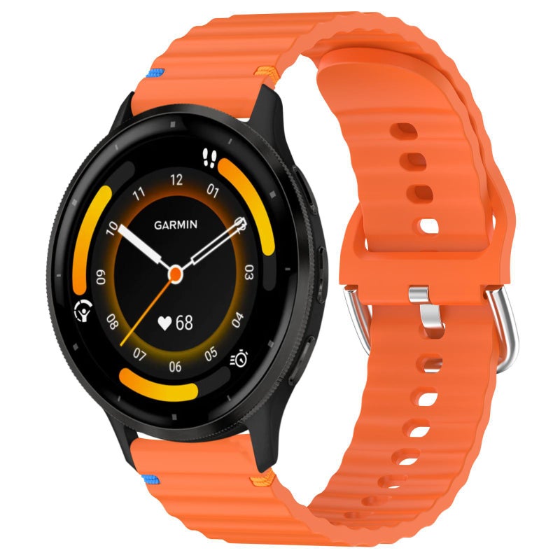 S-TOP For Garmin Venu 3 Wavy Grain Stitched 22mm Silicone Watch Band(Orange) - Image 1