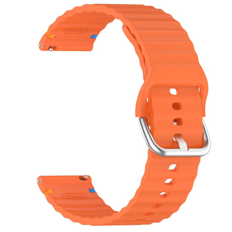 S-TOP For Garmin Venu 3 Wavy Grain Stitched 22mm Silicone Watch Band(Orange) - Image 3