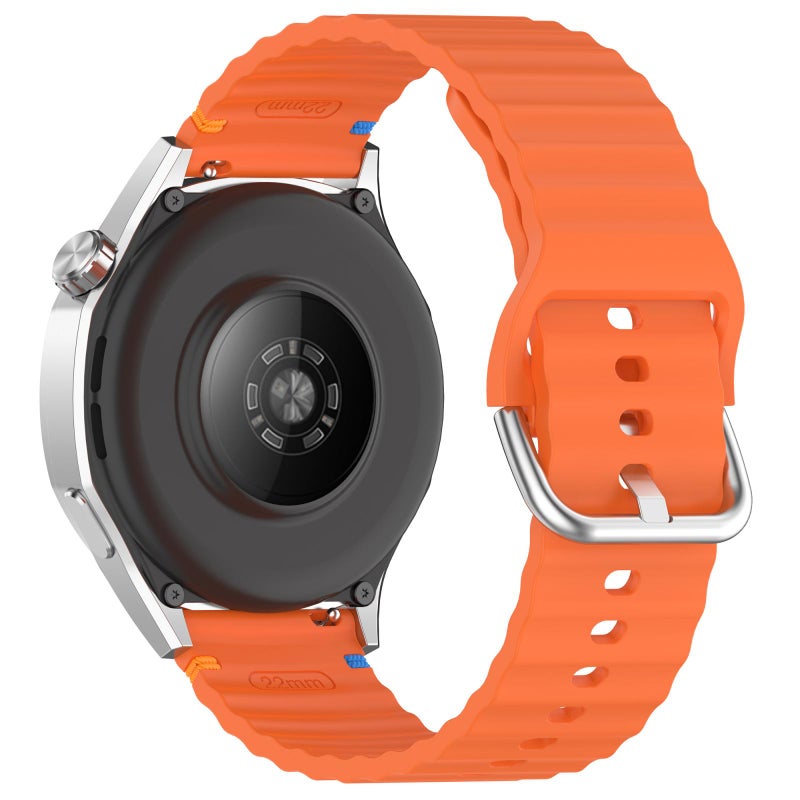 S-TOP For Garmin Venu 3 Wavy Grain Stitched 22mm Silicone Watch Band(Orange) - Image 2