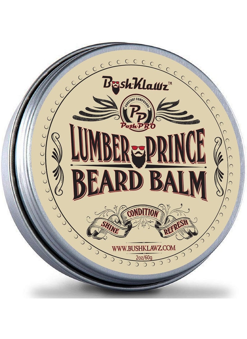 BushKlawz Lumber Prince Beard Balm Leave in Conditioner Beard Butter Premium Refreshing Manly Woodsy Musk Scent 2 oz Best Gift for Fathers 