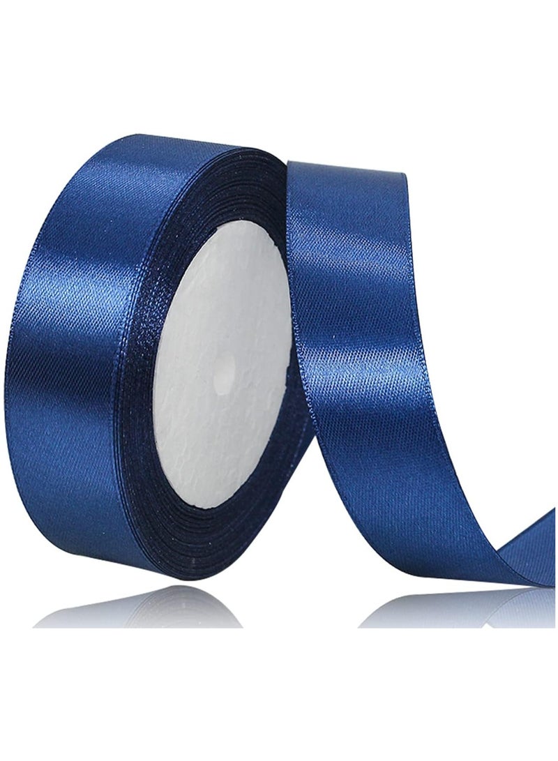 Navy Blue Satin Ribbon, Solid Color Polyester Fabric Ribbon for Gift Wrapping, Crafts, Bows Making, Wreaths, Sewing Projects, Baby Showers and Wedding Party Decoration - Image 1