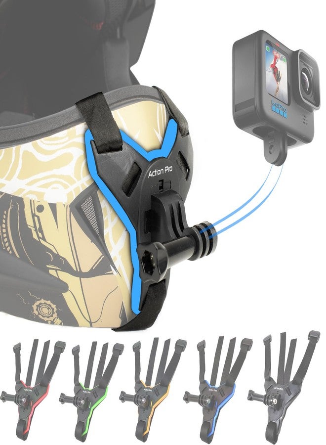 Action Pro Helmet Chin Strap Mount Joint J Hook with Screw Compatible with All Smartphones and GoPro 13 12 11 10 9 8 7 5 4 | SJCAM | DJI Osmo | Insta360 X4 X3 X2 & Other Action Cameras (Blue 2.0) - Image 1