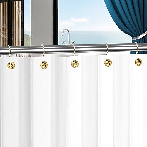 Gracelife 12Pcs Hollow Ball Shower Curtain Hooks Luxury Quality Rustproof Stainless Steel Shower Curtain Rings Hooks for Bathroom Rod (Gold) - Image 5