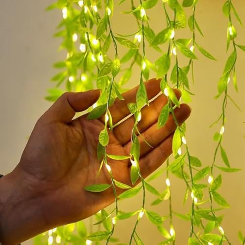 Litehom Diwali Fairy Lights Leaf Curtain String Light, 180 LED Artificial Leaf Vine with 8 Modes for Diwali, Navratri, Christmas & New Year Home & Party Decor (10×3 ft) (1, Warm-White) - Image 2