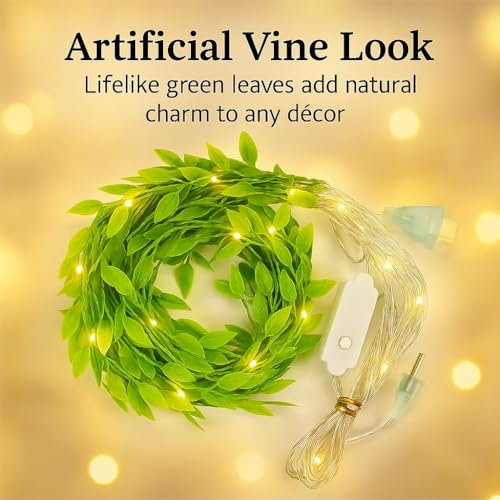 Litehom Diwali Fairy Lights Leaf Curtain String Light, 180 LED Artificial Leaf Vine with 8 Modes for Diwali, Navratri, Christmas & New Year Home & Party Decor (10×3 ft) (1, Warm-White) - Image 4