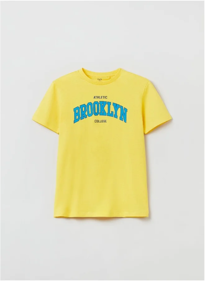 Ovs Cotton T-shirt with printed lettering