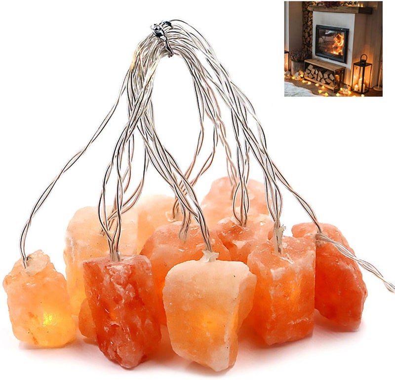 MINGRI Himalayan Salt String Light with Rock,USB Fairy Lights Night Pink Salt Lamp ,Natural Hand Carved Himalayan Small String Lamp for Office,Baby,Child,LED Nightlight for Bedroom,Bedside,Desk,Computer - Image 1