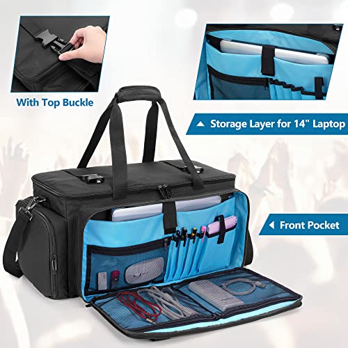 HODRANT Large DJ Gig Bag, Travel DJ Cable File Case with Padded Bottom & Detachable Dividers, DJ Gear Storage Organizer for Microphones, 14" Laptop, Sound Equipment & Music Instrument, Black, Bag Only - Image 3