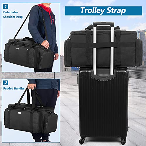 HODRANT Large DJ Gig Bag, Travel DJ Cable File Case with Padded Bottom & Detachable Dividers, DJ Gear Storage Organizer for Microphones, 14" Laptop, Sound Equipment & Music Instrument, Black, Bag Only - Image 5