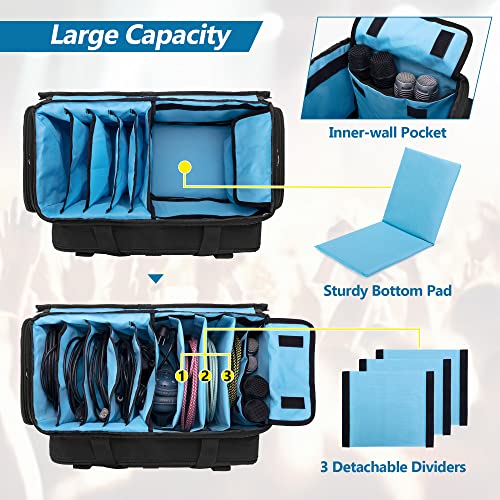 HODRANT Large DJ Gig Bag, Travel DJ Cable File Case with Padded Bottom & Detachable Dividers, DJ Gear Storage Organizer for Microphones, 14" Laptop, Sound Equipment & Music Instrument, Black, Bag Only - Image 2