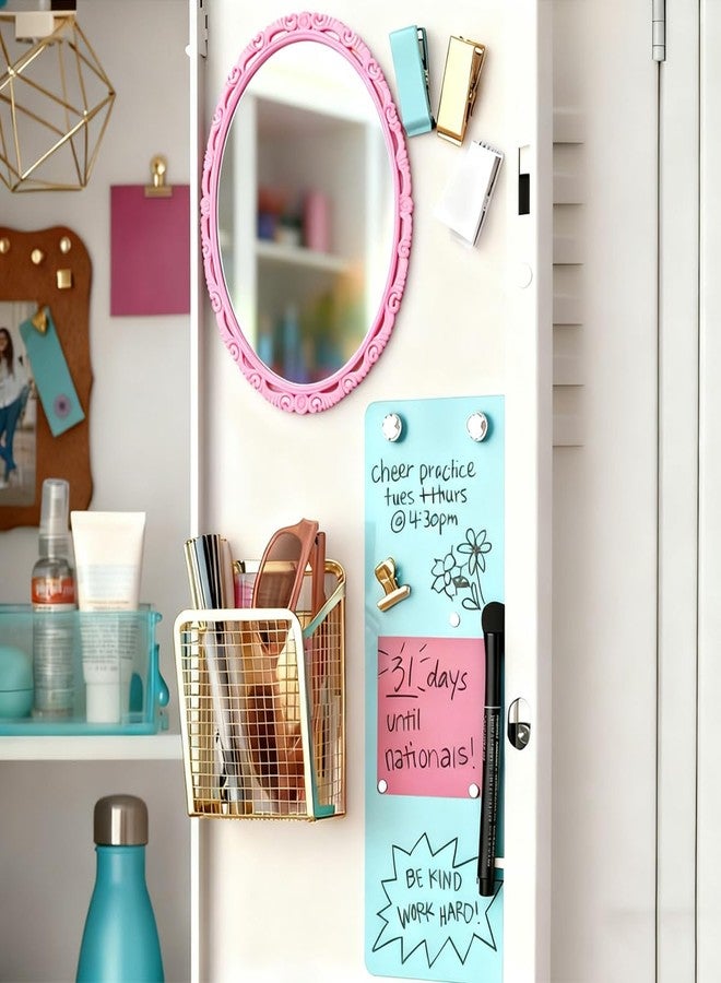 ARTLYMERS Magnetic Locker Mirror, Real Glass Small Mirrors for Lockers with Magnetic Backing, School Locker, Bathroom, Household Refrigerator, Locker Accessory or Office Cabinet (Pink) - Image 2