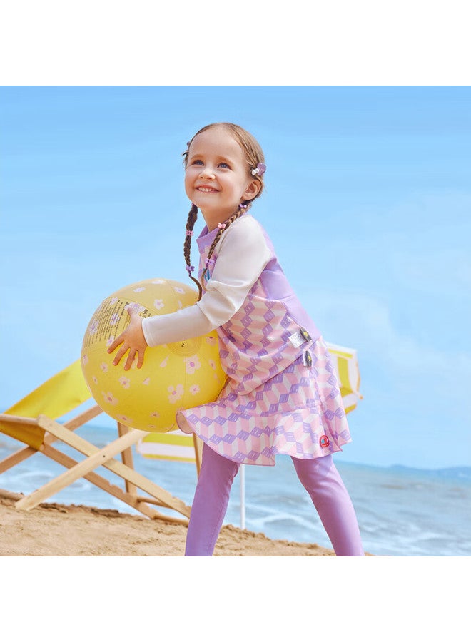 Lemonkid Children's Swimwear, Boys And Girls Two-piece Swimsuit, Kids Long-sleeve Sun Protection, Baby Swimwear And Shorts, Bobo Lavender Purple, Size 110 - Image 1