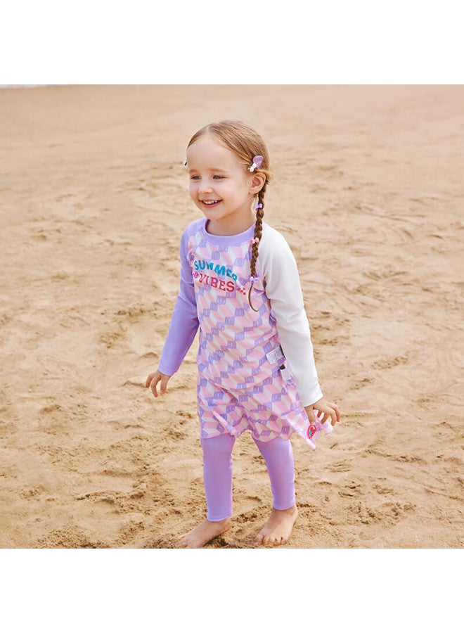 Lemonkid Children's Swimwear, Boys And Girls Two-piece Swimsuit, Kids Long-sleeve Sun Protection, Baby Swimwear And Shorts, Bobo Lavender Purple, Size 110 - Image 4