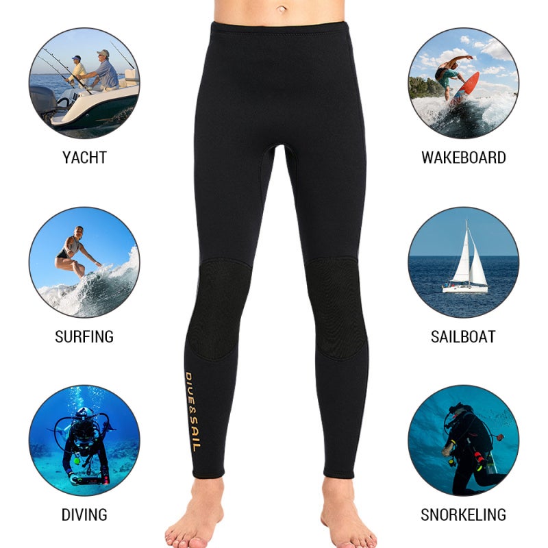 DIVE & SAIL بنطلون بدلة غوص نيوبرين 3 مم مقاس S - مرونة عالية وملاءمة مثالية - خصر قابل للتعديل للحفاظ على الدفء - مناسب للغطس والغوص والتجديف بالكاياك - Image 4