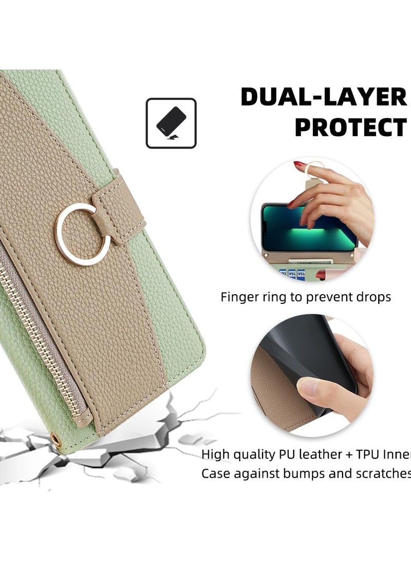 general Wallet Case, Crossbody Shoulder Strap, Compatible with Honor Magic6 Pro, Magnetic Handbag Zip Pocket Case PU Leather Flap Shockproof Cover with Stand - Image 4