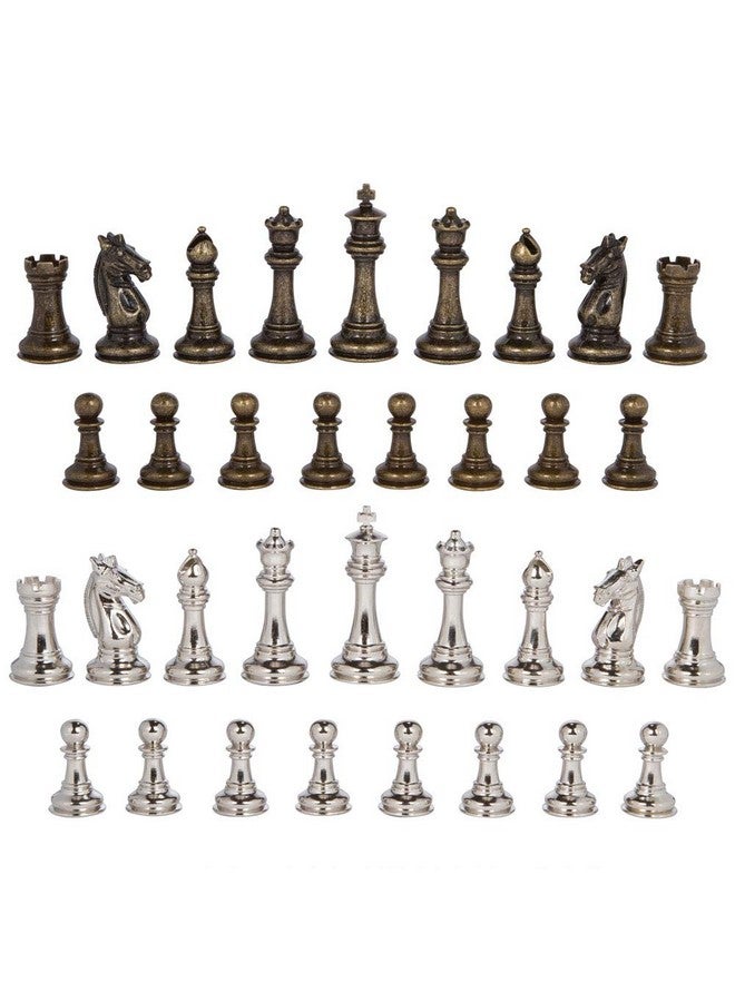 Best Chess Set Edgemar Silver and Bronze Metal Chess Pieces with 3.75 Inch King and Extra Queens, Pieces Only, No Board - Image 2