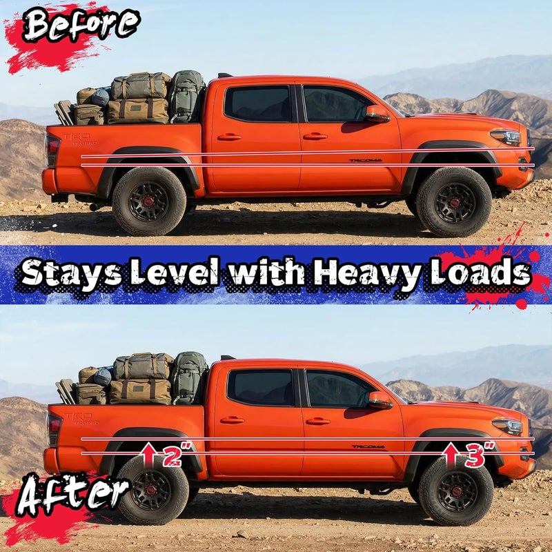 KSP PERFORMANCE KSP Tacoma Lift Kits, 3"F+2"R Full Leveling Lift Kit for Tacoma 2005-2023, Off-Road Suspension Upgrade with 3in Front Strut Spacers, 2in Rear Lift Blocks and U-Bolts - Image 3