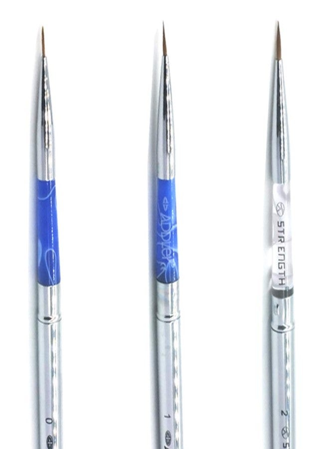 ADDLER Brushes Professional Artist Natural Hair Fine Make Up, Eyeliner Eye Shadow Foundation, Film Face Models Work, Liquid Cream, Power Formula Qty-3. Assorted Colour Size-0, 1, 2 "STRENGTH" - Image 1