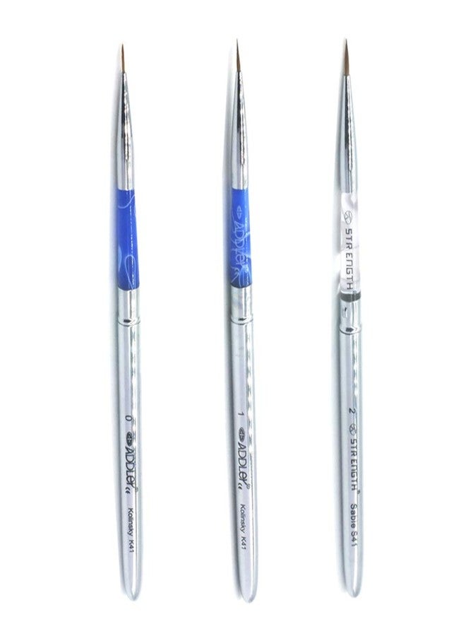ADDLER Brushes Professional Artist Natural Hair Fine Make Up, Eyeliner Eye Shadow Foundation, Film Face Models Work, Liquid Cream, Power Formula Qty-3. Assorted Colour Size-0, 1, 2 "STRENGTH" - Image 2