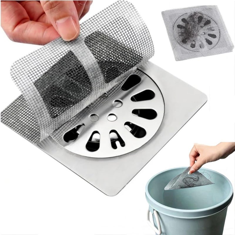 WangCai Disposable Shower Drain Hair Catcher Mesh Stickers, Bathroom Sink and Tub Drain Trainers Stainless Steel Hair Catcher Shower Drain, Fits Dishwashing Sink, Bathroom(10) - Image 1