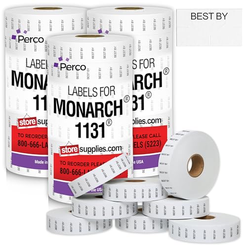 Perco Best by Labels for Monarch 1131 Price Gun - Buy 2 Sleeves Get 1 Free! 24 Rolls, 60,000 Labels - Image 1