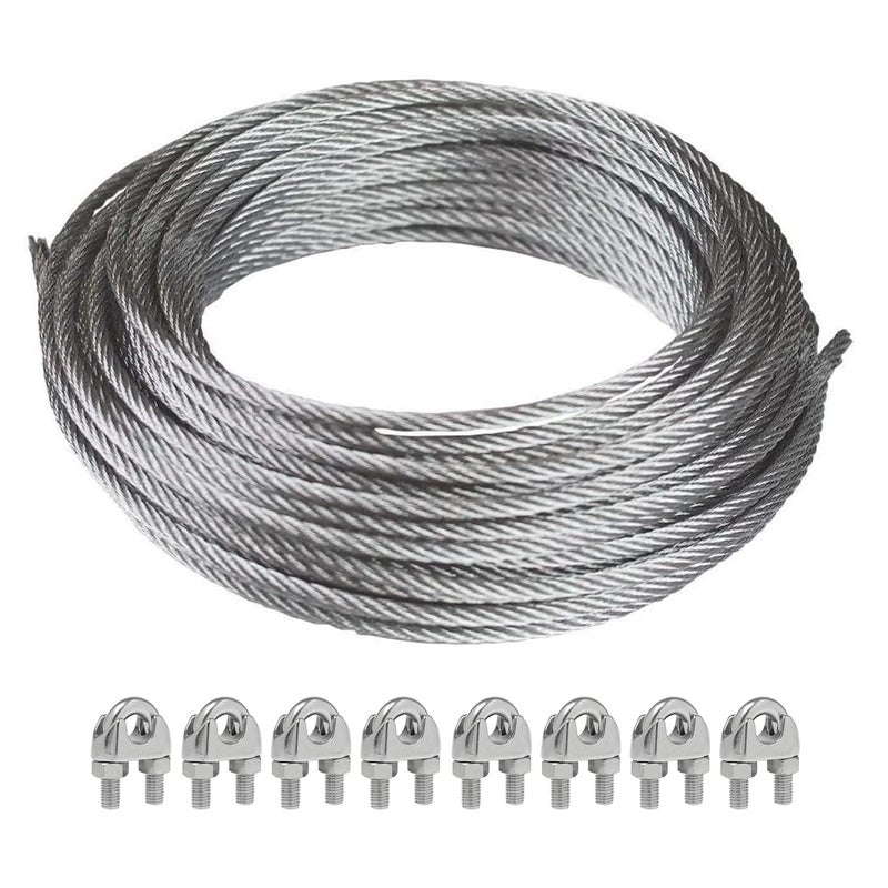Goleray Goleray Shade Sail Hardware Kit with 25FT Cable Wire Rope for Rectangle Triangle Sunshade Installation, 3/16" Stainless  - Image 1