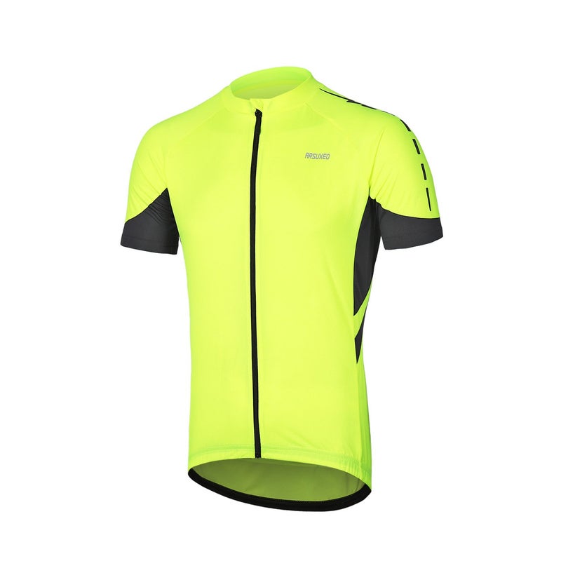 ARSUXEO Men's Short Sleeves Cycling Jersey Bicycle MTB Bike Shirt 636 Green Size M - Image 1