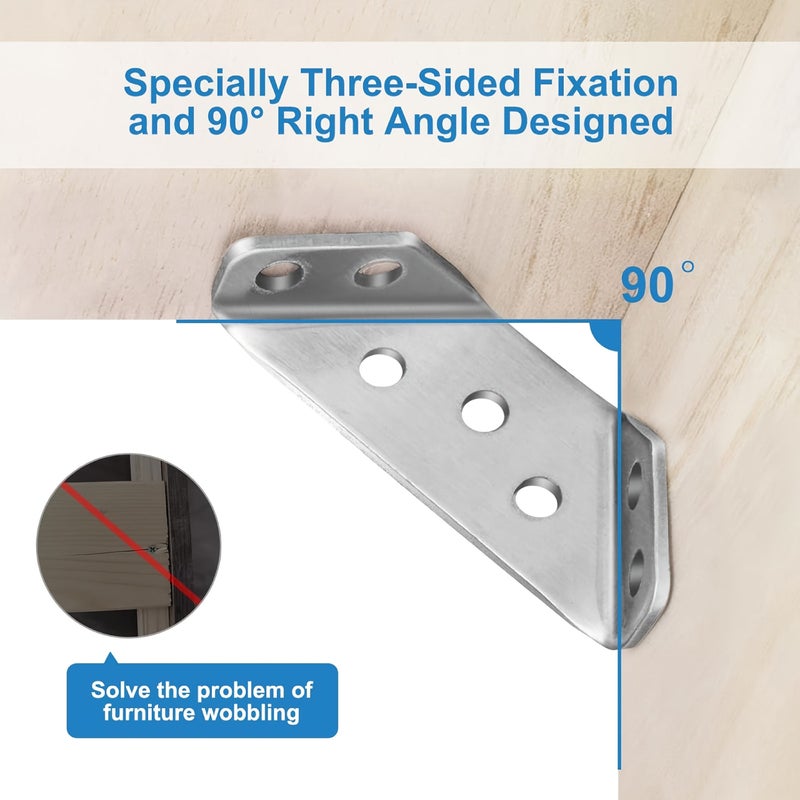 50 Pcs Heavy Duty Corner Bracket Set 1 Mm Thick with Screws for Furniture Shelf Drawer Cabinet Table Chair - Image 4