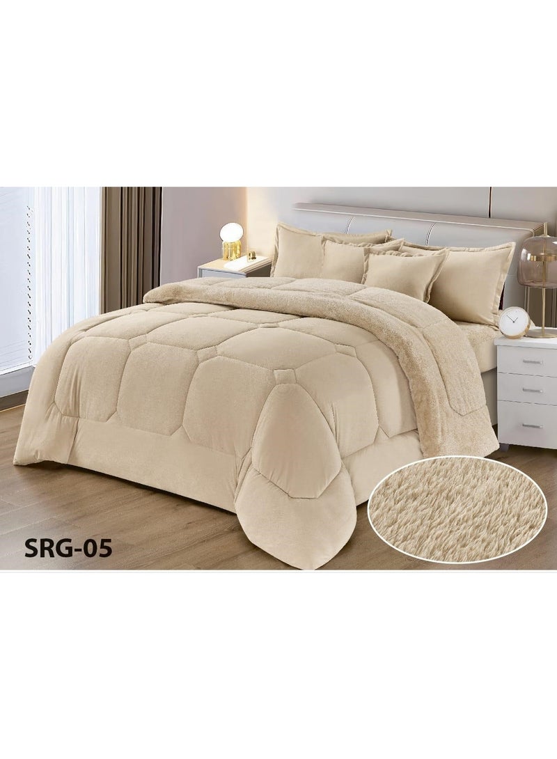 Moon 4-piece winter single bed sheet set, soft velvet middle filling with plain fur, double-sided, velvet material, quilt size 210*170