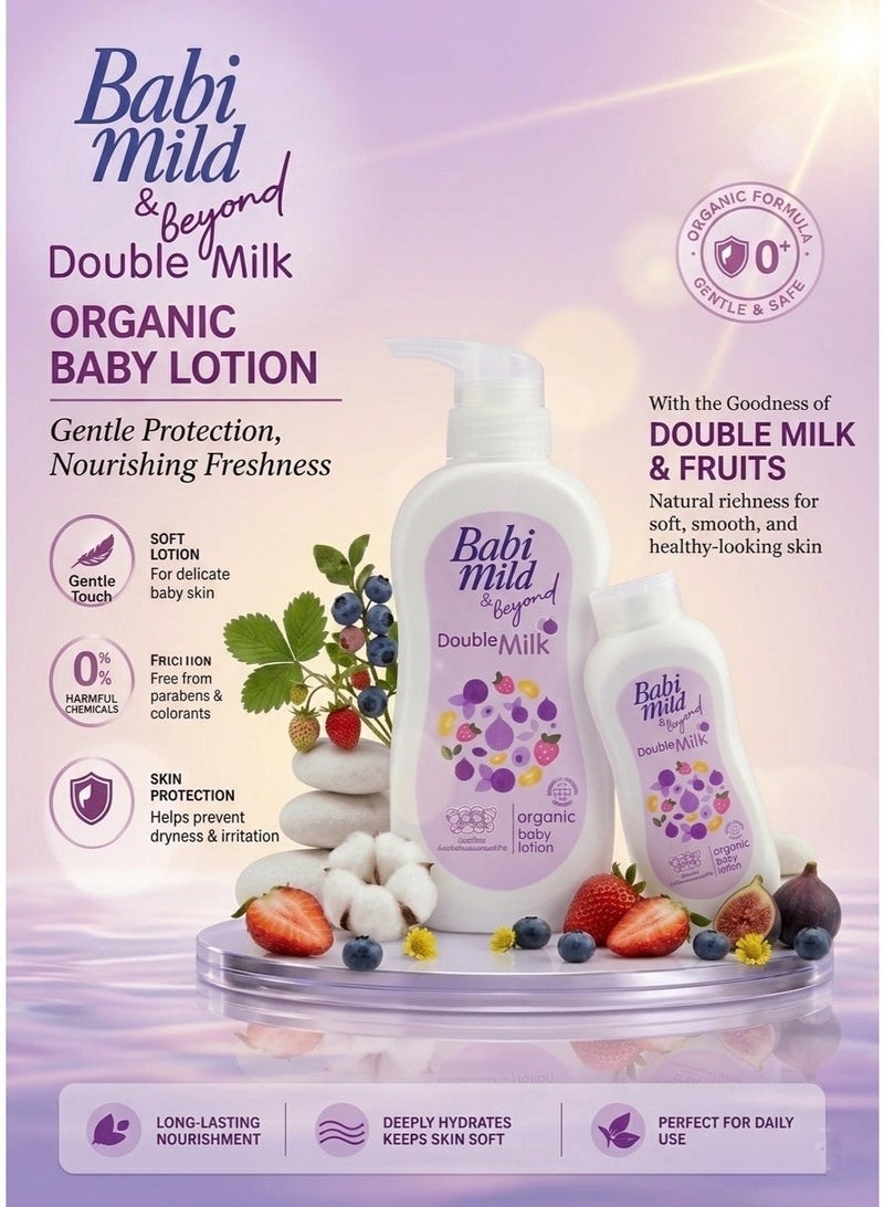 BABIMILD Babi Mild & Beyond Double Milk Organic Baby Lotion – Gentle Touch Deep Moisturizing Care for Soft & Nourished Baby Skin (0+ Months)350ml - Image 4