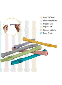 Generic 6 Pack Silicone Teether Straws for Infants & Toddlers - BPA Free, Freezable & Dishwasher Safe Teething Toys for Babies 3-12 Months  - Image 2