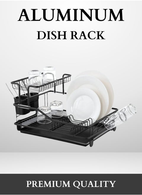 Aluminum Dish Rack, Plate Rack for Kitchen Countertop,  Rust Proof Kitchen dish Drying Rack
